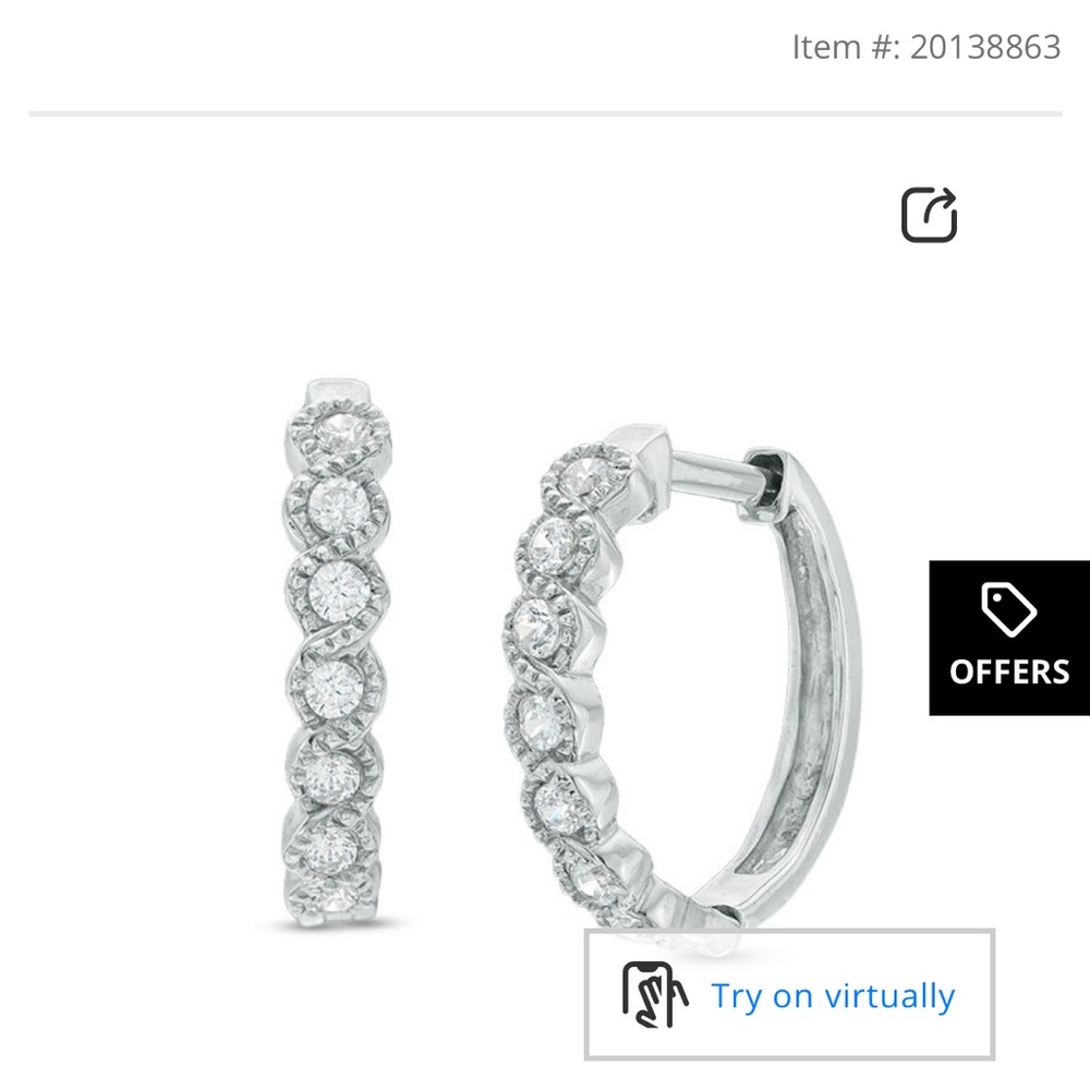 People's Jewelers Diamond Twist Hoop earring 10k white gold